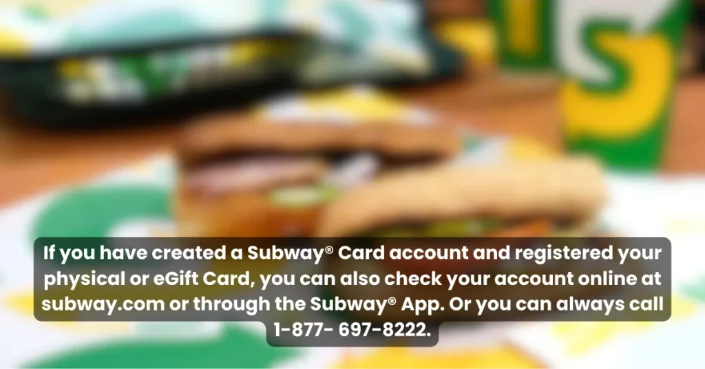 Subway Gift Card Balance Check Online